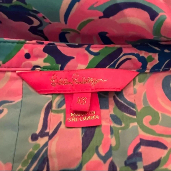 LILLY PULITZER Seana Dress UPF 50+ Blue Horizon Jungle Sunrise Woman’s Size XS - Picture 5 of 12